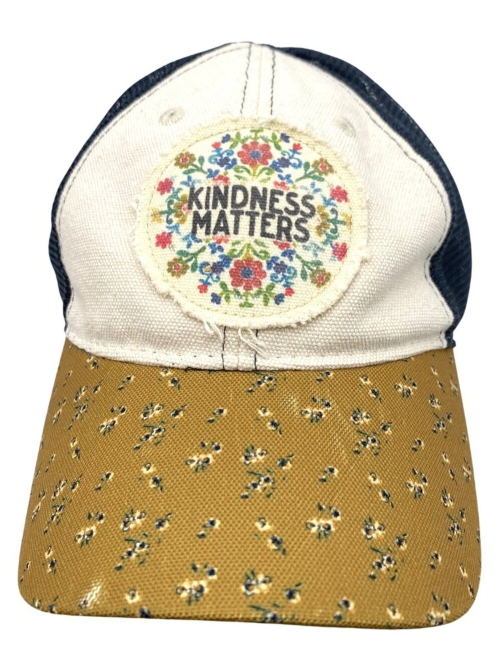 Natural Life Kindness Matters Floral Patch Trucker Hat Mesh Snapback Boho